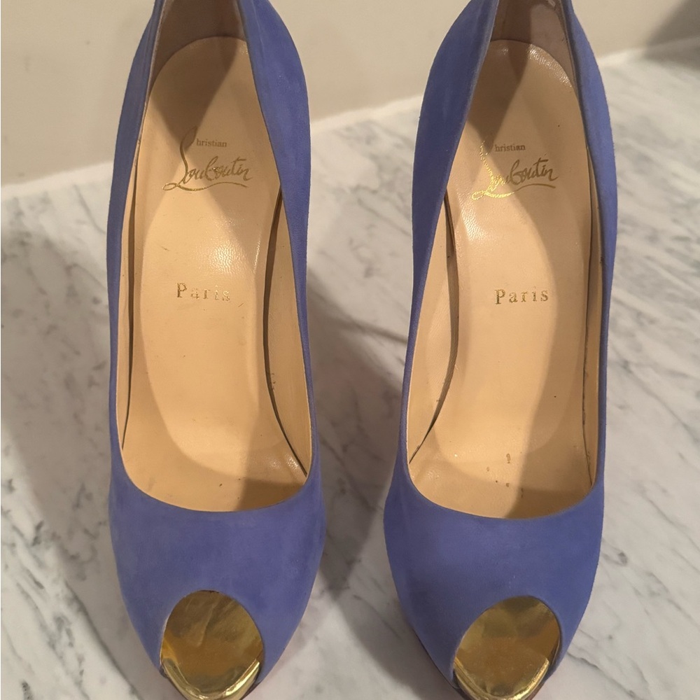 Christian Louboutin Blue Peep Toe Heels